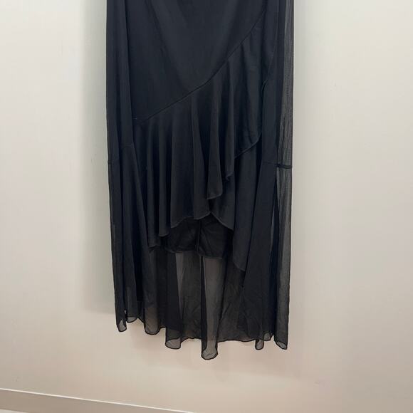 NWT Vintage Y2K 2000s Taboo Black Asymmetrical Halter Hi-Low Maxi Dress Small - Picture 5 of 9